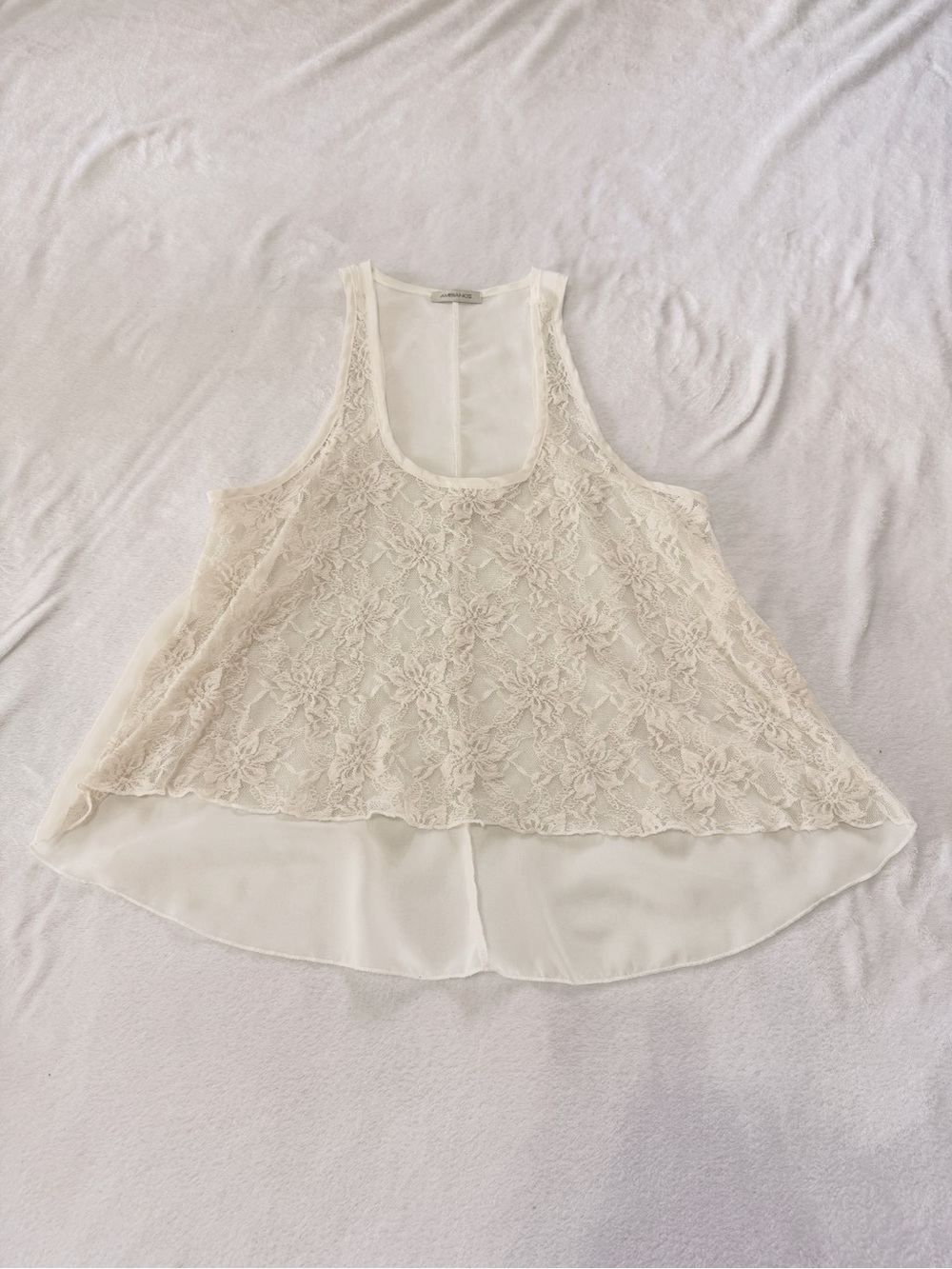 Ambiance Cream Lace Overlay Tank